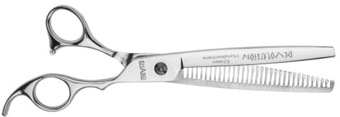 EHASO Hundeschere Modellierschere Revolution Zahnung einseitig Profi Fellschere für Hunde | 21 cm gerade | 32 Zahnig, mittel | Hochwertige Hundescheren direkt aus Solingen | Langlebig und hochwertig