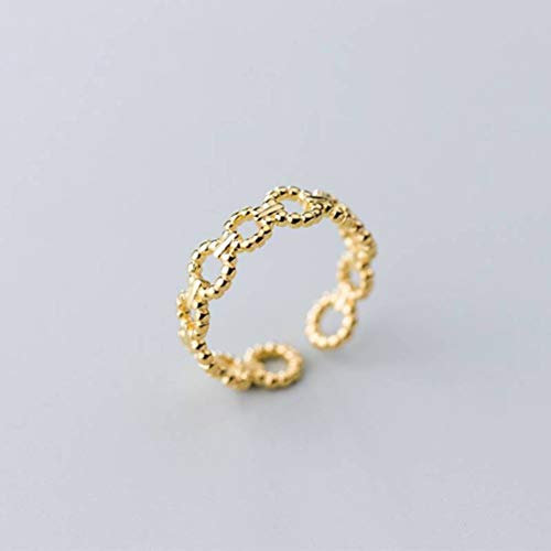 WOZUIMEI S925 Bague en Argent Plaqué or Femme Style Coréen Simple Mode Bague Brillante BijouxBague ajustable