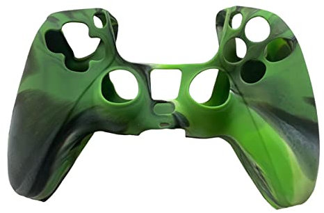 Black & Green Camouflage Soft Protection Silicone Skin for PS5 Game Pad Controller