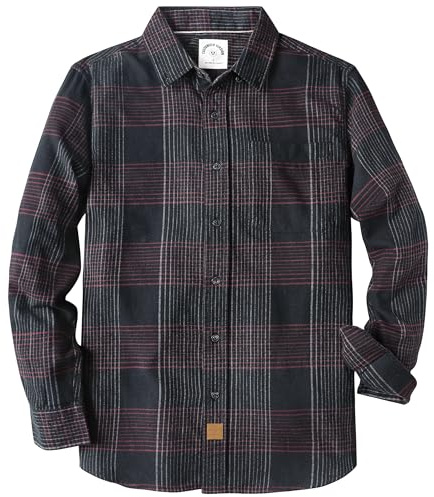 Dubinik® 6 oz Chemise Flanelle Homme Carreaux Boutonné Vintage Manches Longues Chemises Fashion Casual Chaude Coton
