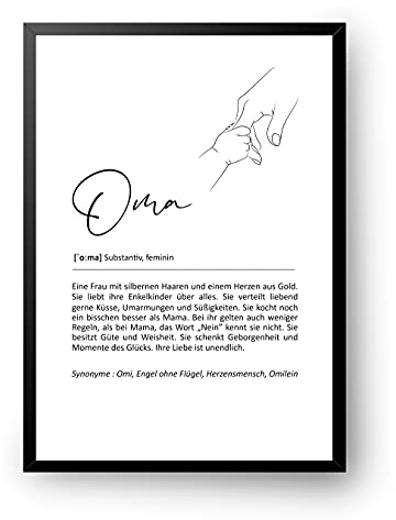 Postertech® Definition OMA | 350g Qualitätspapier matt | Schöne Geschenkidee für die Großmutter zum Geburtstag | Definitionen | DIN A4 (Ohne Rahmen) (DIN A4, Oma)
