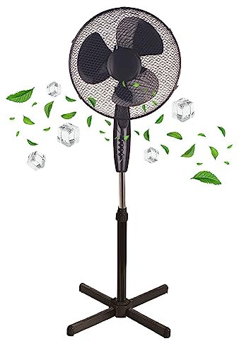 Ventilador de pie de 41 cm de diámetro | 3 niveles | Funcionamiento silencioso | 40 W | Enfriador de aire | Aire acondicionado | Ventilador de torre | Ventilador de suelo | Rotación de 180° |