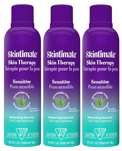 Skintimate Skin Therapy Sensitive Skin Moisturizing Shave Gel for Women with Vitamin E, Aloe and Olive Butter, 7 oz - 3 Pack