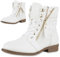 VAN HILL Damen Schnürstiefeletten Spitze Stiefeletten Zipper Worker Boot 610604 Weiss 41