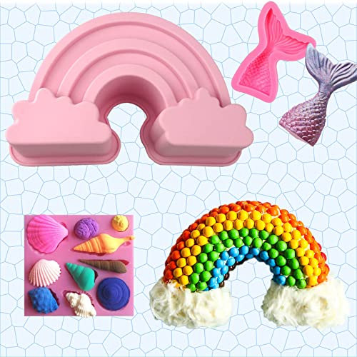KangBaz Regenbogen-Kuchenform aus Silikon, Gugelhupfform Kindergeburtstag, Antihaft-Silikon-Backform, große Puddingform für Kuchen, Mousse, Brot