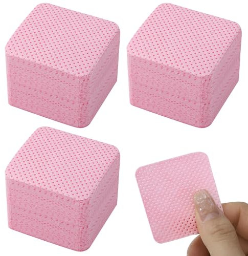 300pcs Coton Ongles Gel Non Pelucheux, Cleaner Degraissant Lingettes Vernis Semi Permanent - Rose