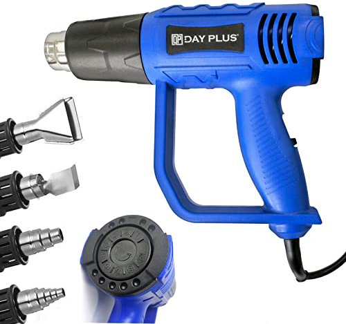 Pistolet à air chaud 2000 W Température réglable 60600 °C Débit d'air : 300500 lmin Chauffage rapide Gun Sèchecheveux électrique à air chaud avec 4 buses pour dépeinture, soudure et