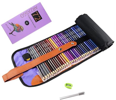 ARZASGO 72 Buntstifte Set, Künstler Malstifte für Erwachsene Färbung Bücher, Künstler Skizze, Premier Zeichnung Bleistifte mit Canvas Roll-up Tasche und Bleistiftspitzer
