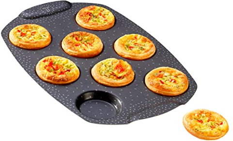 Tefal Moule gâteau 8 mini quiches, Revêtement antiadhésif, Aluminium recyclé et recyclable, Pâtisserie bien dorée, Fabriqué en France, PerfectBake Mini J5734902