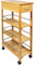 FEFE® 4 Tier Slim Portable Natural Bamboo Space Saver Wood Kitchen Trolley Drawer Organiser Cart Island Storage Basket Utility Organizer Rack, Slimline Bamboo Kitchen Islands Storage Trolley Cart