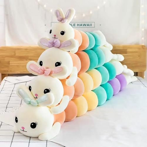 DHESSO 85cm-110cm Riese süße Raupe Löwe Husky langes Kissen Puppe Hase Fuchs großes Plüschtier Junge Puppe Hase 85 cm