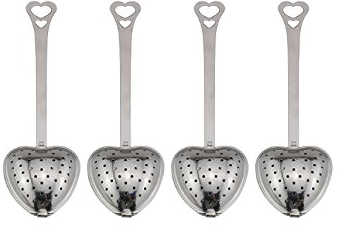 Tea Infusers TAODAN 4pcs Tea Strainers for Loose Tea Stainless Steel Heart Shaped Tea Filter Tea Strainer Spoon