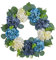 Fonowx Hydrangea Wreath Farmhouse Wreath Wall Decoration Blue White 16 inch Hanging Summer Wreaths Artificial Wreaths for Front Door Garden Party