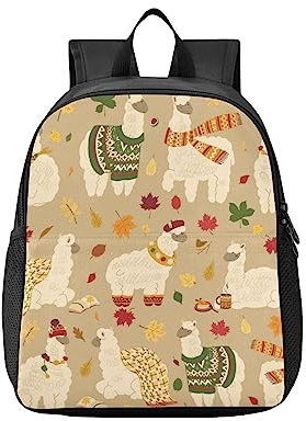 ISAOA Kinder-Reiserucksack, Lama, Alpaka, Tiere, Blätter, Kindergarten, Vorschule, Schultasche, #9, M