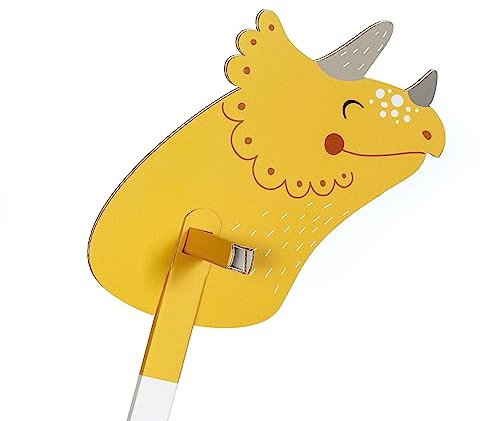 FOLDZILLA Steckenpferd aus Pappe 115 x 40 x 25 cm Hobbyhorse Stockpferd - Dino Triceratops