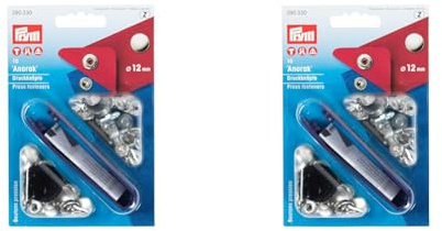 Prym 390330 Nähfrei-Druckknopf Anorak Messing 12 mm silberfarbig, Metal (Packung mit 2)