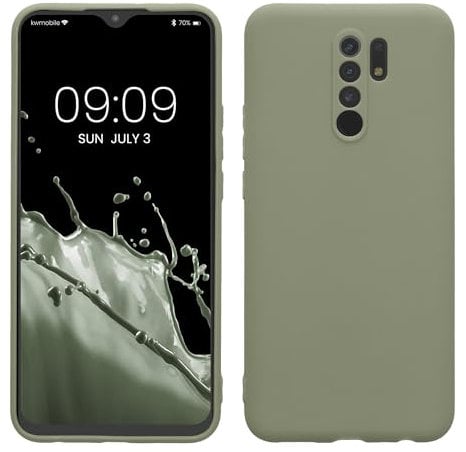 kwmobile Housse Compatible avec Xiaomi Redmi 9 Coque - Housse de téléphone en TPU avec Protection Appareil Photo - Vert Gris