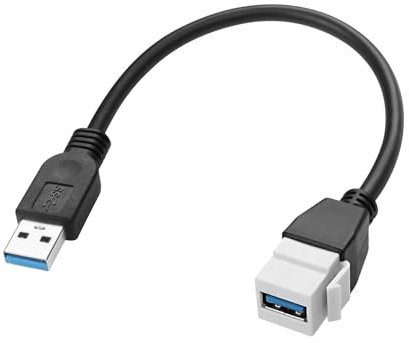 XMSJSIY USB 3.0 Keystone Jack Kabel, USB A Stecker zu USB Keystone Buchse Panel Mount Insert Adapter Konverter Kabel Keystone Verlängerungskabel -20CM/7.8INCH (Stecker auf Keystone Buchse)