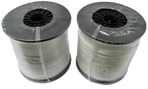 Electric Fence Poly Rope 6MM x 200M Reel x2 (White Polywire Fencing Horse Paddock)