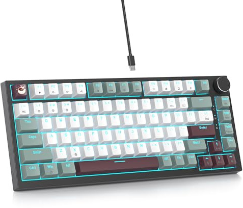 Mist 75% Wired Gaming Keyboard - Hot Swappable, Gasket Mount, Red Switch, RGB Backlit 82-Key TKL Mechanical Keyboard, NKRO for PC/Laptop Windows Gamers