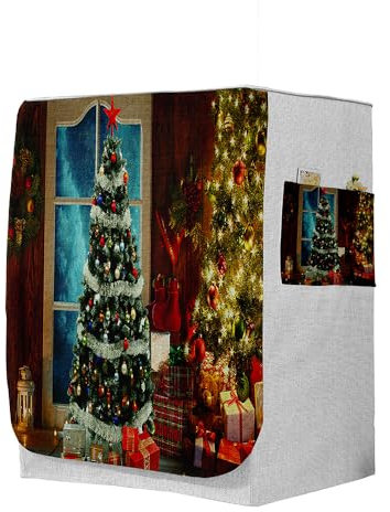 Highdi 3D Waschmaschinenabdeckung, Staubdicht Sonnenschutz für Frontlader Waschmaschine Staubdichte Staubdichte Abdeckung Waschmaschine (Xmas 11,L-Kapazität 10.5~12kg)