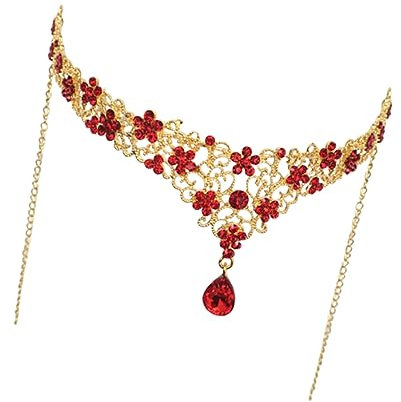 DEARMAMY Rhinestone Braut Haarschmuck Rot Elegantes Kopfband Mit Blumen Und Strassdekoren Für Hochzeiten Und Besondere Anlässe Für Bräute Und Prinzessinnen