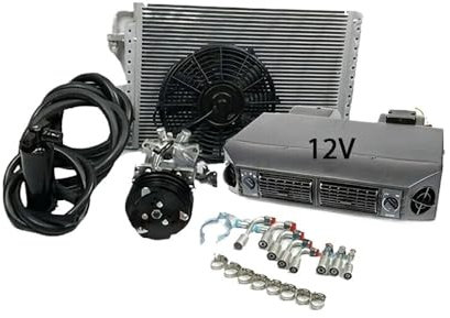 Treeligo - Kit De Compresor De Aire Acondicionado Universal For Debajo Del Tablero, 12 V, For Automóvil, Camión, Furgoneta, Casa Rodante, Tractor