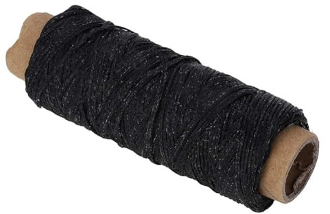 Filo cerato, 150D 50 m 2 pezzi Filo di lino cerato Stringa di cera Cordoncino cerato Filo per cucire in pelle Filo nero per cucire per progetti di braccialetti in pelle