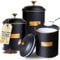 Limitless Essentials Tea Coffee Sugar Canisters – Elegant Black and Gold Labelled Coffee Tea Sugar Set – Metal with Diamond Pattern and Airtight Lids, Ideal for House Warming Gifts New Home