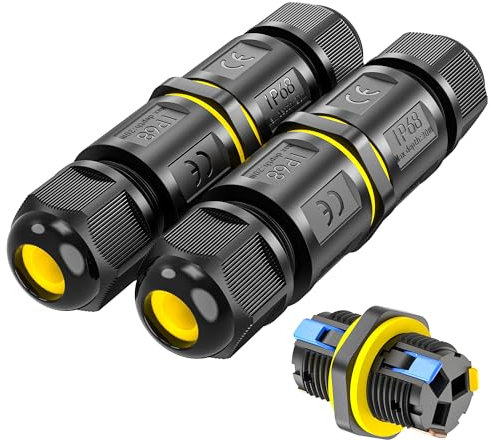 SOMELINE IP68 Waterproof Junction Box, Polycarbonate UV-Resistant for Outdoor/Indoor Use, 3-Pin 2-Way Electric Cable Connector, Easy Installation, Fits Cable 4-12mm (2 Pack)