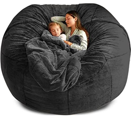 Luxuriöser Sitzsack aus schwarzem Kunstfell, für Erwachsene, großer flauschiger Sitzsack mit Raumdekor, Lounge-Sessel, Design, Wohnzimmer, Sitzsack, Stuhl ohne Füllung