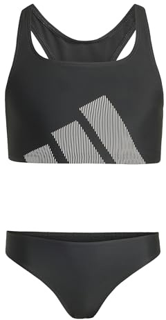adidas Mädchen Big Logo C-Back Bikini Set Swimwear, Black, 11-12 Years