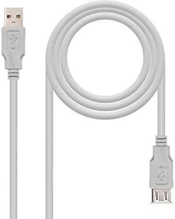 Brightium Cable USB 2.0 tipo A macho a tipo A hembra, color beige, longitud de 1.0 metro, ideal para extensiones y conexiones periféricas.