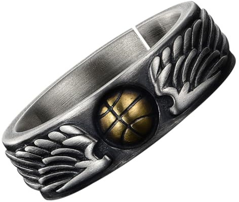Basketball Charm Ring Metall Silber Retro für Herren, Halloween Feier