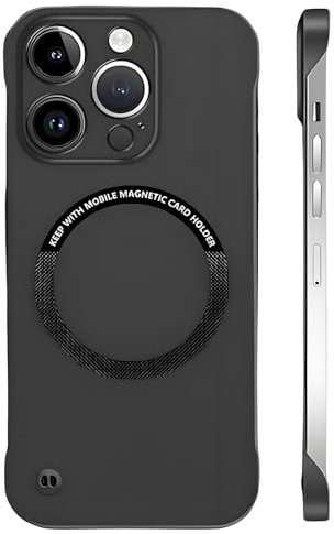 Ultra Thin Hard Pc Magnetic Frameless Case for iPhone, Frameless Magnetic Series Designed for iPhone Case, Frameless Matte Ultra Thin Magnetic Case (for iPhone 15,Black)