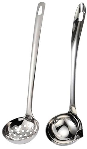 Cucharas Separadoras Aceite de Sopa,YouXiaor 2PCS Separador Aceite de Acero Inoxidable,Cuchara de Sopa Separador Grasa Colador de Grasa Cuchara de Filtro de Aceite Utensilio de Cocina