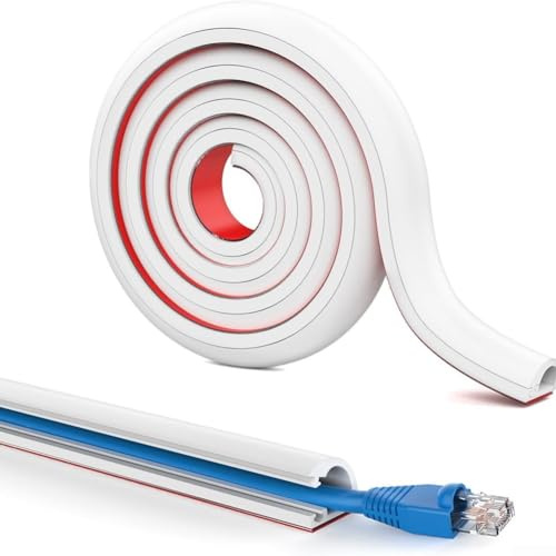 Kabelkanal 3 Meter Pack Halbrunde Seitenöffnung Kabelabdeckung Selbstklebende Drahtabdeckung Verlängerung TV Drähte Kabelmanagement