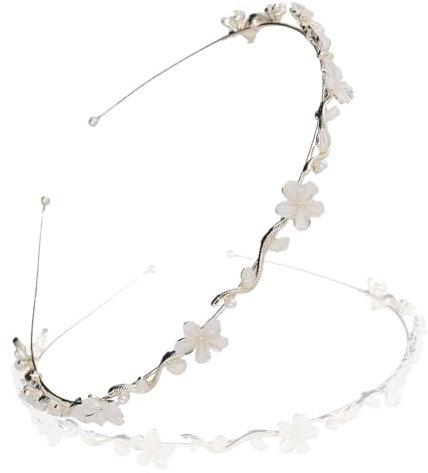 WUSJCOF Serre-tête Communion Fille et Mariée – Accessoire Cheveux Argenté avec Fleurs pour Première Communion, Mariage et Occasions Spéciales