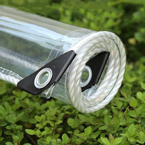 Clear Tarpaulin Waterproof Heavy Duty Clear Tarp With Eyelets,Outdoor Transparent Rainproof Tarpaulin Clear Pergola Side Panels For Garden Patio Cover(2.2x2.5m/86.6x98.4in)