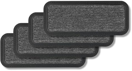 Carpido Fußmatte Außen & Innen - 4er Set 25x60 cm - Grau Linien - Sauberlauf Türmatte rutschfest - Schmutzfangmatte strapazierfähig - Fussmatte aussen Stufen