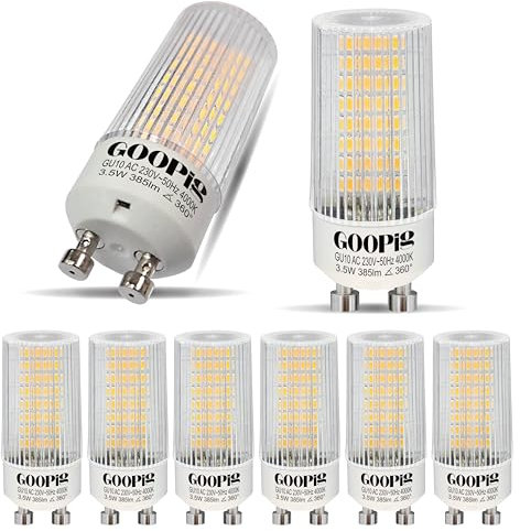 Goopig GU10 LED Lampen Mais 3,5W Neutralweiss 4000K Ersetzt 50W, 6er Pack, 385lm Leuchtmittel, Flimmerfrei, Nicht Dimmbar T22 Klar Zylinder Form lampen, Abstrahlwinkel 360° Birnen