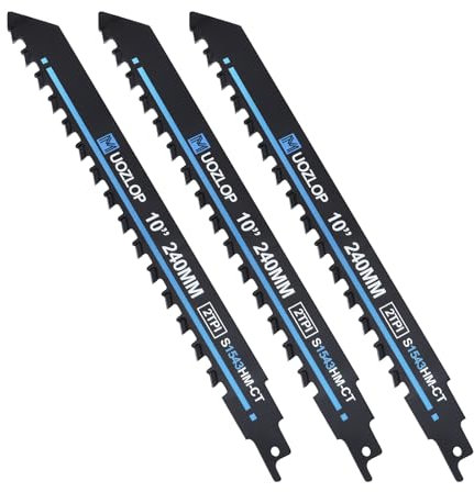 MUOZLOP Lot de 3 lames de scie sabre - 240 mm - Pour pierre - En carbure de tungstène - Scie à pierre - Pour métal, brique, béton (3, 240 mm)