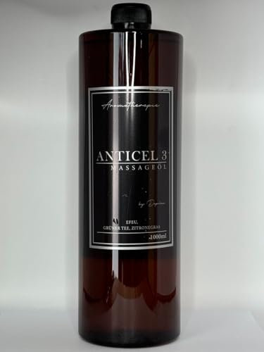 ANTICELLULITE-MASSAGEÖL 3 – Natürliches Öl mit Efeu, grünem Tee & Zitronengras – Strafft die Haut & reduziert Cellulite – Professionelle Anwendung (1000ml)