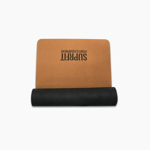 Suprfit Yogamatte Kork, rutschfest, nachhaltige Gymnastikmatte, Trainingsmatte aus Naturkork & Naturkautschuk, [183 × 66 × 0,5 cm] extradick
