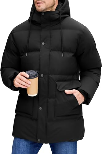 Xnova Winterjacke Herren Steppjacke Winddicht Wasserabweisend | Winter Warme Parka Mantel mit Verstellbare Kapuzeglatter, Reißverschluss, Große Seitentaschen, Rippbündchen
