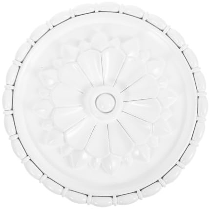 Runde Deckenrosette mit Prägung, Weiß, Pu Pvc, 1 Stück