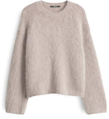 someday Damen Pullover | TAYANA Loose Strickpullover aus haarigem Alpakamix Pale Greige Melange, 40