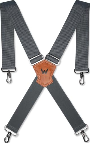 WELKINLAND 5,1 cm robuste Herren-Hosenträger mit Haken für Jeans | Strapazierfähige Hosenträger für die Arbeit, sicher haltende Gürtelschlaufe, leicht zu tragende Hosenträger mit Haken