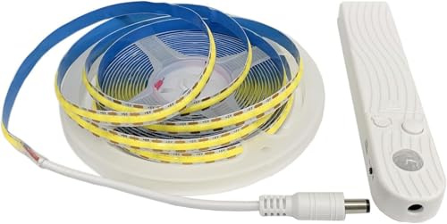 TOPXCDZ LED Streifen Batterie mit Bewegungsmelder, Klebe Batteriebetrieben 1M 2M 3M 4M 5M Auto On/Off und Timer für Schlafzimmer, Treppenhaus, Badezimmer, Küche, Treppe,Bett (Warm White, 4M)
