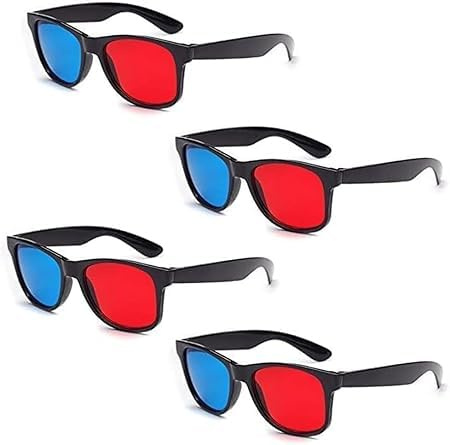 4 Pcs Red and Blue 3D Glasses Universal TV Movie Dimensional Video Frame 3D Glasses DVD Game Glass 3D Style Glasses for 3D Movies Games,3D Viewing Glasses,Light Simple Design,Accessories